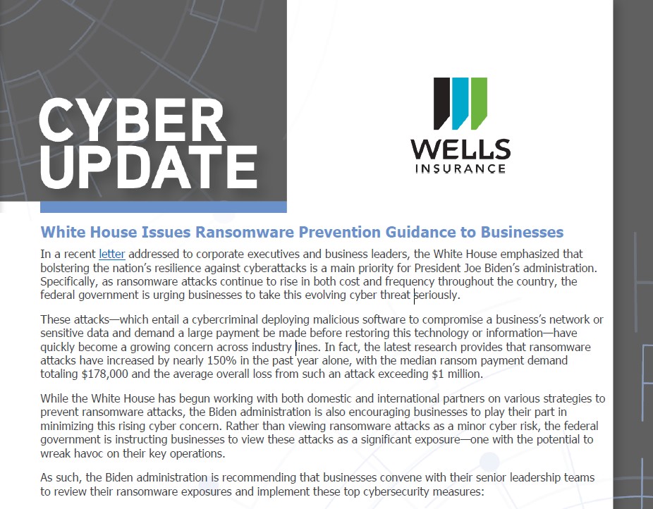 Cybersecurity Measures – White House Issues Ransomware Prevention Guidance
