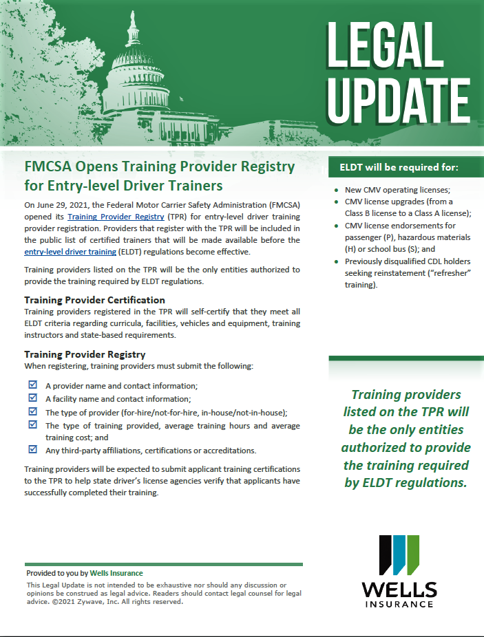 FMCSA Opens Training Provider Registry for Entry-level Driver Trainers